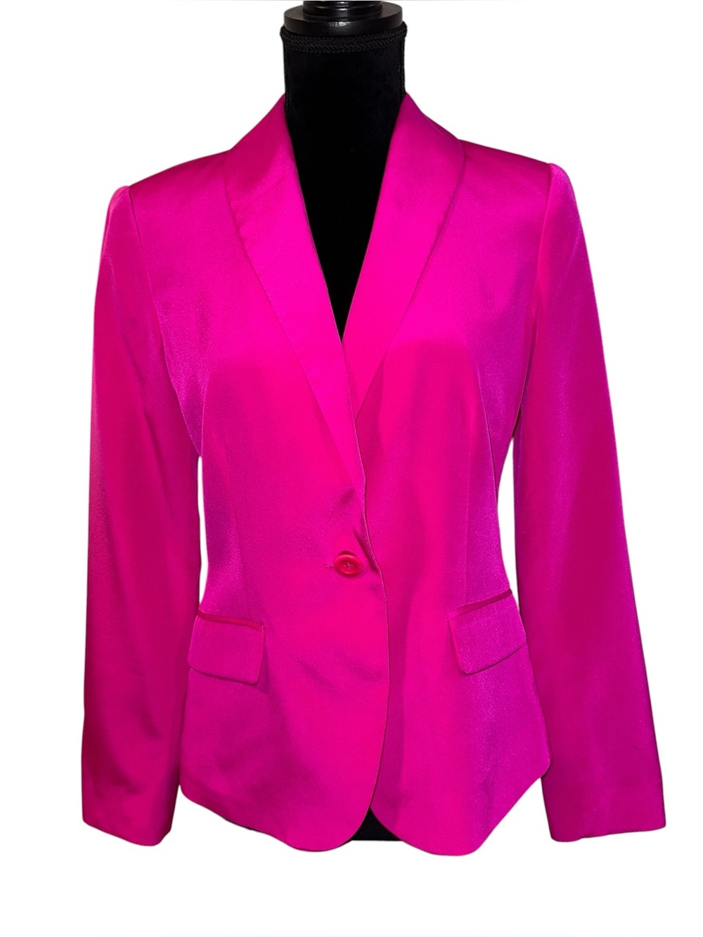 Lilly Pulitzer Vibrant Fuchsia Pink Satin Blazer Size 4 One Button